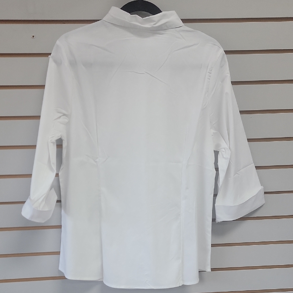 Elegant White Women's Button-Down Shirt. Avaliable In Small Size To 6xl - Picture 7 of 7